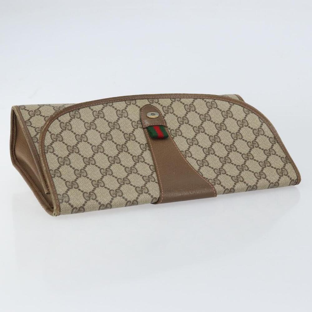 GUCCI GG Supreme Web Sherry Line Clutch Bag PVC Beige Gold 89 01 031 Auth 156430 - Picture 5 of 16